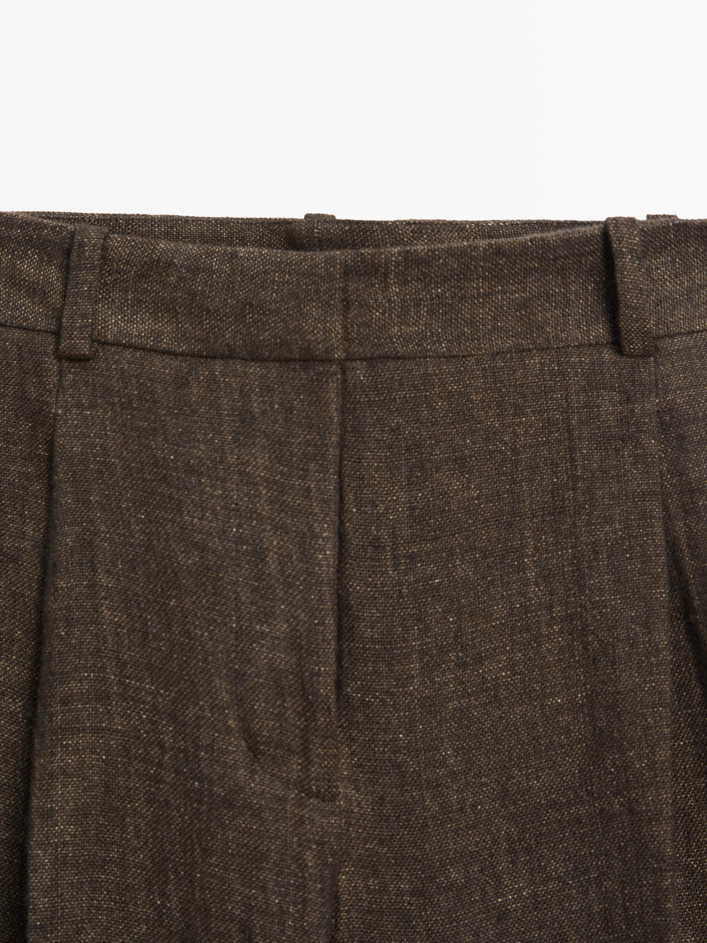 Total look melange linen darted trousers